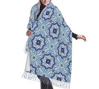 GRatka Scarf,Moroccan Portuguese Style Classic Tiles, Unisex Fringed Scarf Large Warm Soft Cashmere Feel Shawls Wraps 196x68 cm