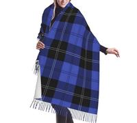 GRatka Scarf,Ramsay Hunting Tartan In Blue, Unisex Fringed Scarf Large Warm Soft Cashmere Feel Shawls Wraps 196x68 cm
