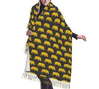 GRatka Scarf,Rhino Silhouette, Unisex Fringed Scarf Large Warm Soft Cashmere Feel Shawls Wraps 196x68 cm
