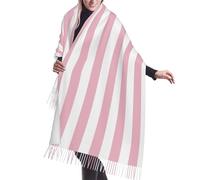 GrAtka Scarf,Stripes Parallel Lines Pink White, Unisex Fringed Scarf Large Warm Soft Cashmere Feel Shawls Wraps 196x68 cm