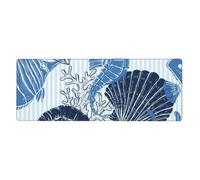 GRatka Seashell Seahorse Coral Blue Stripped Nautical Beach Life,Mouse Pad Large Desk Pad Computer Keyboard Mouse Mat With Non Slip Rubber Base 30 x 80 cm