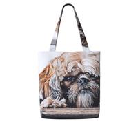 GrAtka Shih Tzu Fluffy Dogs Pets Dogs Shih Tzu,Reusable Grocery Bags Shopping Tote Bags Large Capacity Canvas Shoulder bag