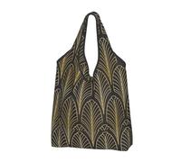 GRatka Shopping Bags, Reusable Grocery Bags Foldable Tote Bags Large Carry Bag Washable Art Deco Style