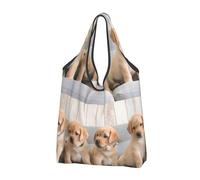 GrAtka Shopping Bags, Reusable Grocery Bags Foldable Tote Bags Large Carry Bag Washable Golden Retriever Dogs Puppies Labrador Dogs