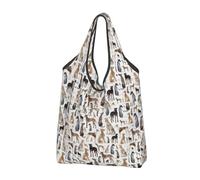 GRatka Shopping Bags, Reusable Grocery Bags Foldable Tote Bags Large Carry Bag Washable Greyhounds Wippets And Lurcher Dogs