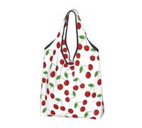 GRatka Shopping Bags, Reusable Grocery Bags Foldable Tote Bags Large Carry Bag Washable Sweet Cherry Pattern