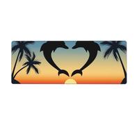 GRatka Two Dolphins Jumping Shaped Heart,Mouse Pad Large Desk Pad Computer Keyboard Mouse Mat With Non Slip Rubber Base 30 x 80 cm