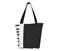 GRatka Vintage Piano Keys Music Notes, Large Capacity Shoulder Bag Reusable Grocery Bags Tote Bags