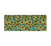 GRatka Vintage Sunflowers On Teal,Mouse Pad Large Desk Pad Computer Keyboard Mouse Mat With Non Slip Rubber Base 30 x 80 cm