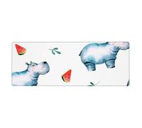 GRatka Watercolor Cute Hippo Watermelon,Mouse Pad Large Desk Pad Computer Keyboard Mouse Mat With Non Slip Rubber Base 30 x 80 cm