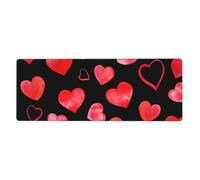 GRatka Watercolor Red Hearts Pattern,Mouse Pad Large Desk Pad Computer Keyboard Mouse Mat With Non Slip Rubber Base 30 x 80 cm