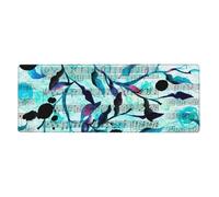 GRatka Watercolour Music Branches Leaves,Mouse Pad Large Desk Pad Computer Keyboard Mouse Mat With Non Slip Rubber Base 30 x 80 cm