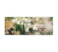 GRatka Wild Spring Snowdrop,Mouse Pad Large Desk Pad Computer Keyboard Mouse Mat With Non Slip Rubber Base 30 x 80 cm