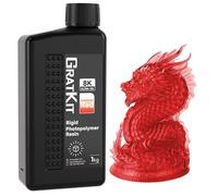 GratKit 8K Rigid Resin, 3D Printer 405nm UV-Curing Photopolymer Resin, High Precision Low Odor 3D Printing Resin - 1000g, Transparent Red