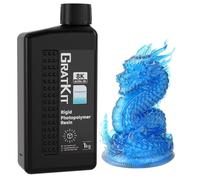 GratKit 8K Rigid Resin, 3D Printer 405nm UV-Curing Photopolymer Resin, High Precision Low Odor 3D Printing Resin - 1000g, Transparent Blue