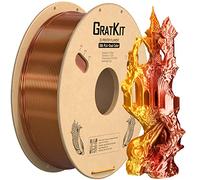 Gratkit Silk Dual Color PLA Filament，3D Printer Filament 1.75mm, -0.03mm, 1KG/Roll, Silk PLA Gold & Copper