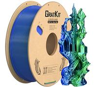 Gratkit Silk Tri-Color PLA Filament，3D Printer Filament 1.75mm, -0.03mm, 1KG/Roll, Silk PLA Blue & Green