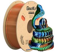 Gratkit Silk Tri-Color PLA Filament，3D Printer Filament 1.75mm, -0.03mm, 1KG/Roll, Silk PLA Orange/Blue/Green