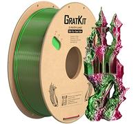 Gratkit Silk Tri-Color PLA Filament，3D Printer Filament 1.75mm, -0.03mm, 1KG/Roll, Silk PLA Red & Green