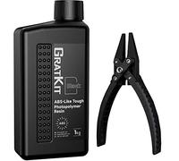 GratKit Upgraded ABS-Like 3D Printer Resin, High Toughness 405nm UV Curing Resin, Scratch Resistant and Compatible with SLA, LCD and DLP Printers for Industrial Parts Printing - 1000g, Black