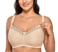 Gratlin Women's Nursing Bras Cotton Plus Size Maternity Wireless Comfort Breastfeeding Bra Beige 40E