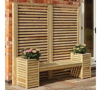 grato wooden garden seat set with planter in natural