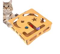 Grattoir Labyrinthe Pour Chat En Bois - Jouet D'Enrichissement Interactif Avec 6 Balles Grelots - Lime À Ongles Naturelle Pour Et Chat Adulte - Puzzle Stimulant Pour L'Intérieur - Alternative D