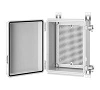 Gratury Junction Box, IP67 Waterproof Plastic Enclosure for Electrical Project, Hinged Grey Cover, Includes Mounting Plate and Wall Bracket 220×170×110mm (8.6"×6.7"×4.3")