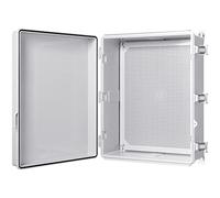 Gratury Junction Box, IP67 Waterproof Plastic Enclosure for Electrical Project, Hinged Grey Cover, Includes Mounting Plate and Wall Bracket 510×410×200mm (20"×16.1"×7.9")