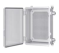 Gratury Junction Box IP67 Waterproof Plastic Enclosure for Electrical Projects Hinged Grey Cover Includes Mounting Plate and Wall Bracket 370x270x150mm