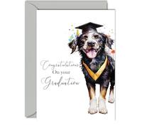 Graudation Card Congratulations - Party Dog - Pass Exam Gifts for Students Exam Pass School College Uni University, Well Done Congrats Card, 5x7 Inch Graudation Greeting Cards