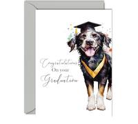 Graudation Card Congratulations - Party Dog - Pass Exam Gifts for Students Exam Pass School College Uni University, Well Done Congrats Card, A5 Graudation Greeting Cards
