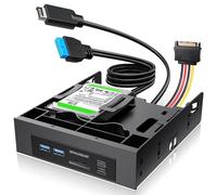 GRAUGEAR 5.25” Front Panel USB Hub, Internal SD/microSD Card Reader for Desktop PC, Gen2x2 20Gbps USB-C Port, Dual 2.5" SSD/HDD Slots, USB3.2 Type-E Key-A & USB3.0 19-Pin Header