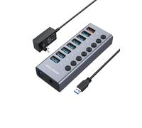 GRAUGEAR 7-Port USB 3.0 HUB Charger Extra 1x Quick Charge Port Single On/O