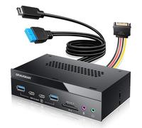 GRAUGEAR 8 Interfaces [10 Gbit/s] Front Panel in 5.25 Inch with 2 x USB-C and 2 x USB-A USB 3.2 Gen2 10 Gbps, SD & microSD Card Reader, Audio I/O, Microphone, Headphone Ports