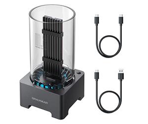 GRAUGEAR M.2 NVMe SATA SSD Enclosure Docking Station, USB 3.2 Gen 2 10Gbps External Docking Base with Cooling Fan, UASP Trim Support, M2 PCIe NGFF M Key B+M Key, RTL9210B Chipset [G-M2DK-AC-10G]