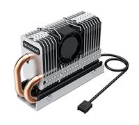 GRAUGEAR M.2 NVMe SSD (2280) Cooler | Heatpipe Cooler with Fan for M.2 SSD | Active | 25 mm PWM Fan | Low Noise | 4 x Thermal Pads | Copper Heatpipe | Aluminium Slats | G-M2HP04-F