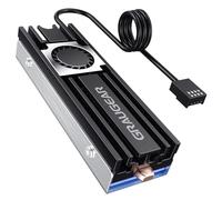 GRAUGEAR M.2 NVMe SSD Heatsink, Direct-Touch Heat of Copper Heat Pipe, 20mm Built-in Cooling Fan, Aluminum Plate-Fin Design, Thermal Pads incl. Cooler for M.2 2280 NVMe [G-M2HS08-F]