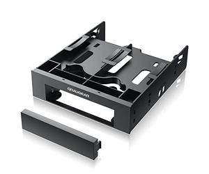 GRAUGEAR Mounting Frame for 2 x 2.5 inch HDD/SSD and 1 x 3.5 inch HDD Drives on 5.25 inch Bay | 5.25 inch Front Panel | G-CV-235T525