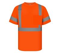 Graunton Hi Vis Shirts for Men, Reflective Shirts with Short Sleeve for Night Running, Jogging, Cycling, Hi Vis Short Sleeves for Volunteer, Security Guard, Orange, 5XL.