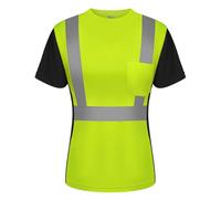 Graunton Hi Vis T-Shirt for Women, Reflective Shirts with Short Sleeve for Traffic Police, Emergency Personnel, Hi Vis Short Sleeves for Freeways, Urban Streets, Construction Sites,(NK1-Yellow,L)