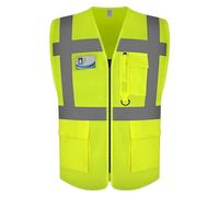 Graunton Hi Vis Vests, High Vis Vests for Men Women, High Visibility Safety Vest for Traffic Management, Public Safety, Transport, Meets ANSI/ISEA Standards, UK1-Yellow, S.