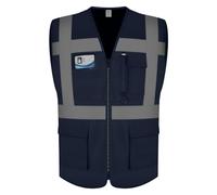 Graunton High Reflective Vests with Zipper, High vis vests for Men Women, Hi Viz Vest for Traffic Management, Public Safety, Transport, Meets ANSI/ISEA Standards,UK1-Navy Blue, 4XL.