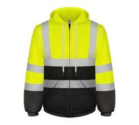 Graunton High Vis Hoodie, Hi Vis Hoodie for Traffic Police, Roadway Workers, Hi Vis Fleece Jacket for Highway, Construction Site,Hi Vis Hoodies for Men, Yellow Black 4XL.