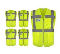 Graunton High Visibility Safety Vest, Hi Vis Vests for Men women, High Vis Vests for traffic management, Public Safety, Transport, Meets ANSI/ISEA Standards, UK1-Yellow, XL 5 PCS.