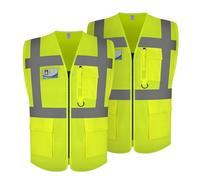 Graunton High Visibility Safety Vest, Hi Vis Vests for Men women, High Vis Vests for traffic management, Public Safety, Transport, Meets ANSI/ISEA Standards, UK1-Yellow, 4XL 2 PCS.