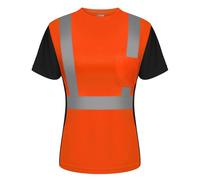 Graunton High Visibility Shirts for Women, High Vis Shirts for Railway, Traffic Control, Hi Vis Short Sleeves for Walking, Riding Bike, (NK1-Orange,S)