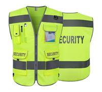 Graunton Security Vest for Security Guard 9 Pockets Hi Vis Vest for Men Women, High Vis Vests with Reflective Stripes, Durable & Breathable,(UK2-Yellow, 2X-Large).
