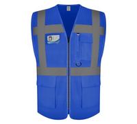 Graunton Zipper high reflective vests, Hi Vis Jcakets for Men Women, High vis vest for Traffic Management, Public Safety, Transport, Meets ANSI/ISEA Standards,UK1-Royal Blue, 2xL.