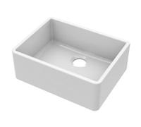 Gravahaus 595X450mm White Fireclay 1 Bowl Butler Sink Offset Waste